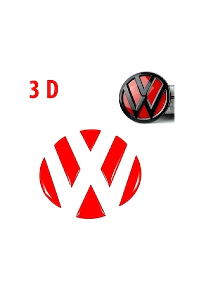 Volkswagen Kırmızı 3D Logo Arma Sticker