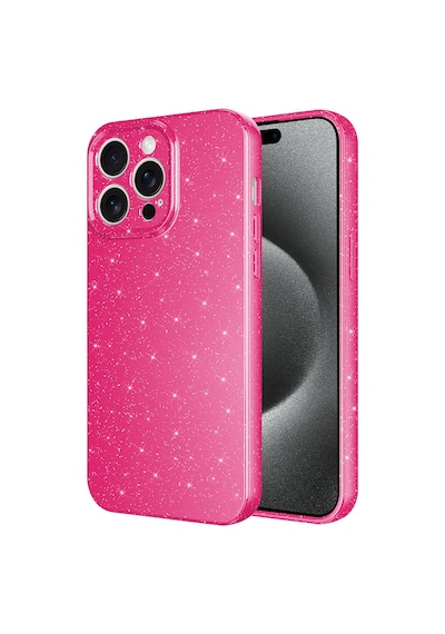 Ariatech Apple Uyumlu iPhone 15 Pro Max Kamera Korumalı Simli Lüks Koton Kılıf-pembe Koyu Pembe Koyu