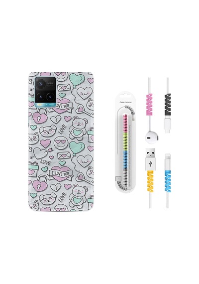 Vivo Y33S Kılıf Kablo Koruyuculu I Love You 1882
