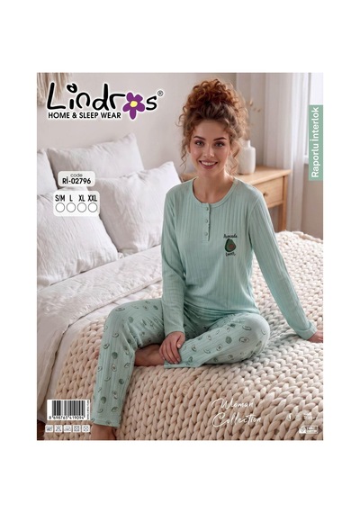 Boyraz Lindros Kadın Düğme Yaka Raporlu İnterlok Kışlık Pijama Takımı 02796 - 1 Adet Yeşil Boyraz Lindros Kadın Düğme Yaka Raporlu İnterlok Kışlık Pijama Takımı 02796 - 1 Adet Yeşil