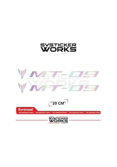 Yamaha Mt-09 Uyumlu Yazı Sticker Yüksek Kalite Özel Kesim Folyo 2'li Set Hologram