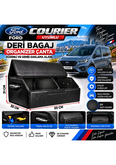 Ford Courier Uyumlu Oto Bagaj Organizeri Deri Bagaj Kutu Çanta 1
