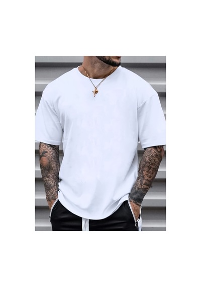 Caddemia Yaz Rahat Gevşek Büyük Boy Mektup Desen Baskılı Rahat Spor Yuvarlak Boyun Beyaz 2XL Caddemia Yaz Rahat Gevşek Büyük Boy Mektup Desen Baskılı Rahat Spor Yuvarlak Boyun Beyaz 2XL