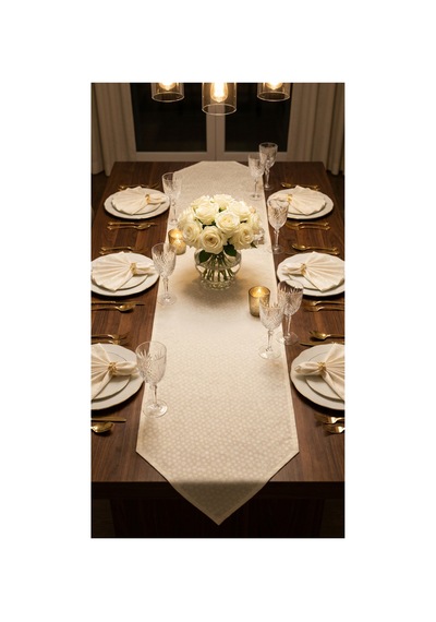 %100 Pamuk Özel Desenli Üçgen Runner 40x110 Beyaz - 900631620 Beyaz
