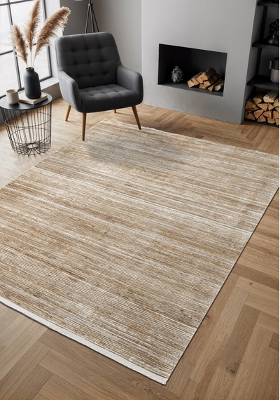 Cosmos Cs002k Kahve Halı Modern Detaylı Pamuk Taban Viskon Tozuaz Salon Yatak Odası Koridor Halısı-674 Kahverengi