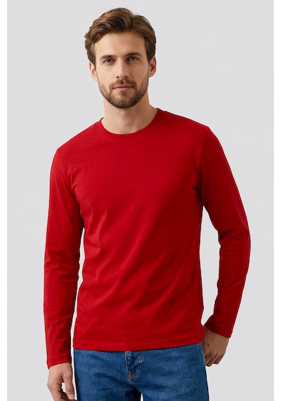 Tommy Life Kırmızı Standart Fit Basic O Yaka Erkek Sweatshirt - 87997 Kırmızı