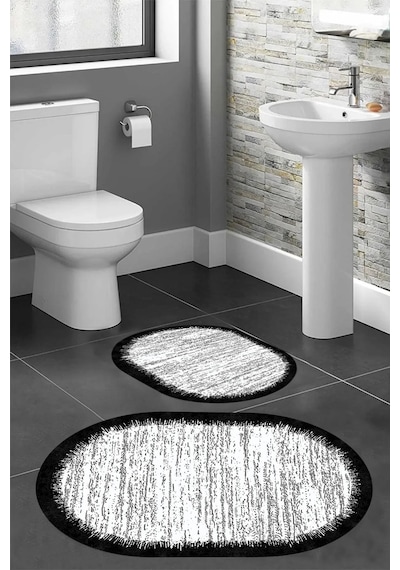 Eliana Home Dijital Baskı 2'li Banyo Paspas Takımı Lna5-ht511 100x60 Ve 60x50 Cm Siyah