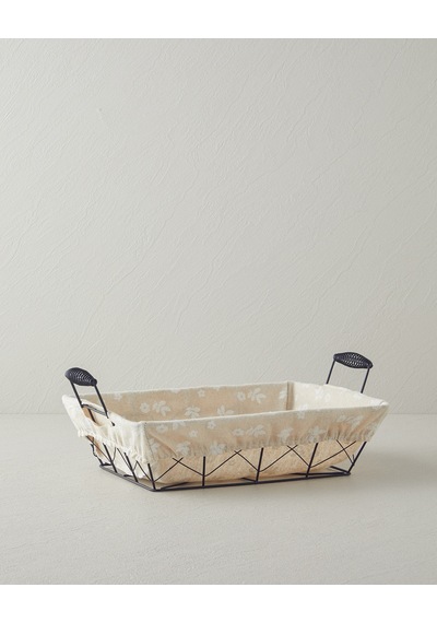 Woven Metal Ekmek Sepeti 30x23x8,5 Cm Krem