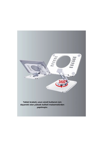 Ayarlanabilir Şeffaf Tablet Standı Kaymaz Silikon Tabanlı Düz Renk Düz Renk