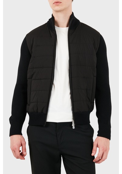 Gran Sasso Regular Fit Dik Yaka Kapitoneli Triko Ceket Erkek Ceket 23195 24639 099 Siyah