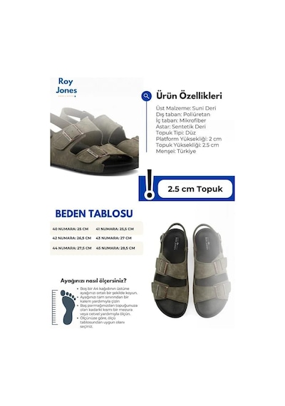 Roy Jones Barcelona Urban Gri Erkek Çift Tokalı Günlük Sandalet 5003