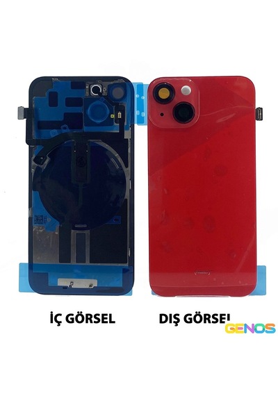 Apple Uyumlu iPhone 14 Plus Kamera Camlı Batarya Kapağı + Magsafe Flex Product Red Sn808517