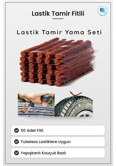 Lastik Tamir Fitili 50 Adet Tubeless Yapışkanlı Kauçuk Bakım Ürün