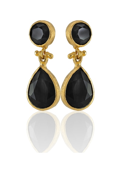 Kadir Jewellery 22 Ayar Altın Kaplama Vintage Küpe -el İşçiliği Ve Hipoalerjenik Küpe Siyah 04532163