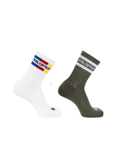 Salomon 365 Crew 2 Pack Unisex Çorap BeyazGri Alloy-Martini Olive