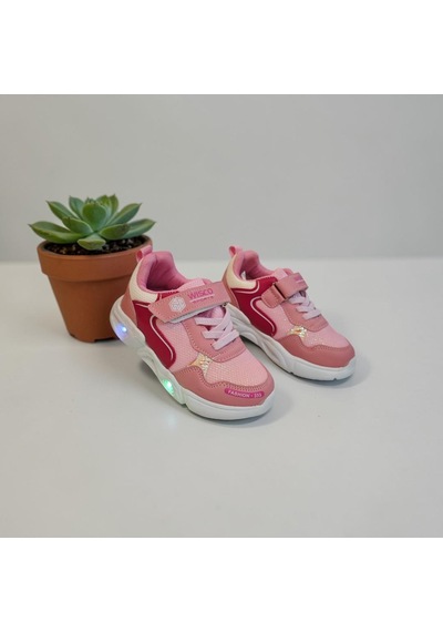 Wisco 018 Pembe Cırtlı Işıklı Bebe Kız Çocuk Spor Ayakkabı Pembe