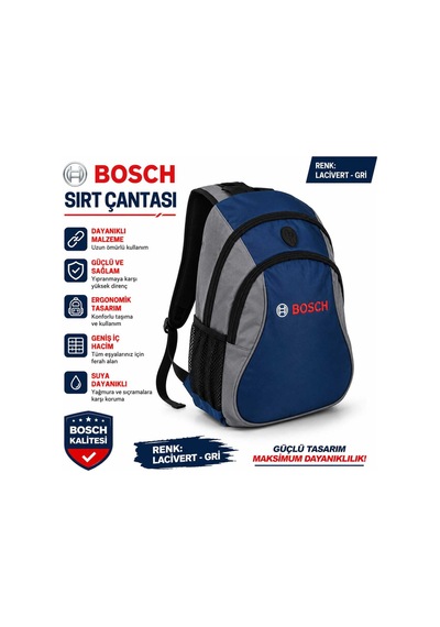 Bosch Sırt Çantası Lacivert- Gri . Çok Bölmeli, Suya Dayanıklı, Ergonomik, Günlük Kullanım, Okul, İş Ve Seyahat Çantası Lacivert Bosch Sırt Çantası Lacivert- Gri . Çok Bölmeli, Suya Dayanıklı, Ergonomik, Günlük Kullanım, Okul, İş Ve Seyahat Çantası Lacivert