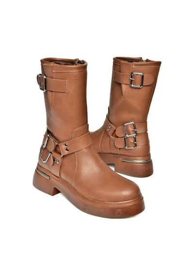 Fox Shoes T996333009 Taba Kalın Tabanlı Kadın Bot Taba-Suni Deri Taba
