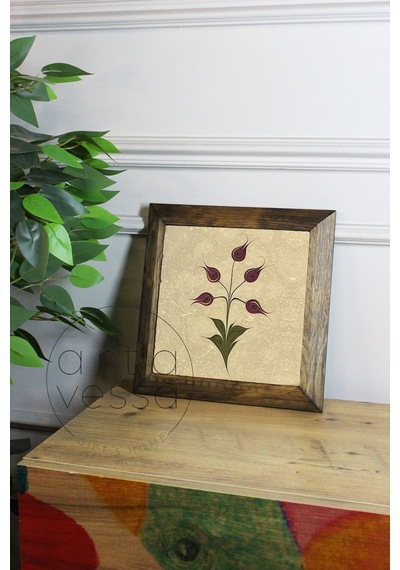 Artavessa Masif Ahşap Çerçeveli Taş Tablo Pano 16 x 16 cm - Ebru Sanatı 4