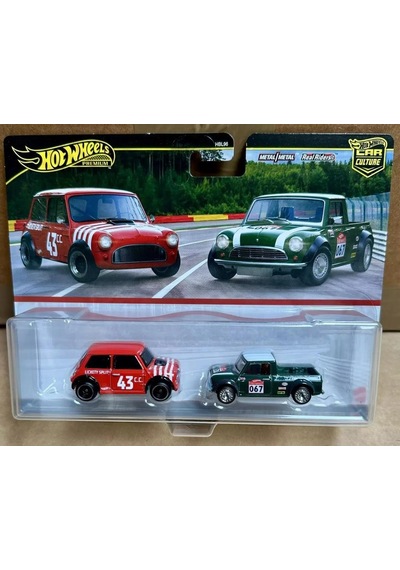 Hot Wheels Premium Jbk97 Car Culture 2 Pack Morris Mini // '67 Austin Mini Pickup Kırmızı - Yeşil