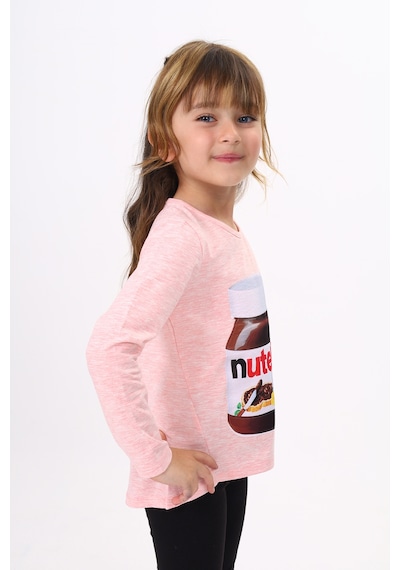 Toontoy Kids Toontoy Kız Çocuk Nutella Baskılı T-shirt Pembe Melanj