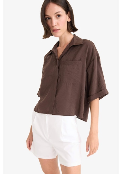Defacto Loose Fit Modal Kısa Kollu Gömlek F9331ax25aubn192 Kahve
