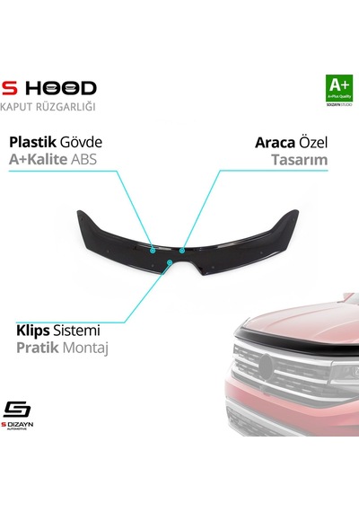 S-dizayn Renault Clio 4 Abs Plastik Kaput Rüzgarlığı 2012-2020 A+kalite