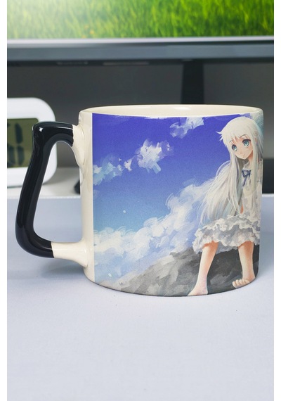 Anohana Anime Baskılı Seramik Lüks Kupa 1 Adet Özel Siyah Kulp Dalga Kulp V4d Çok Renkli