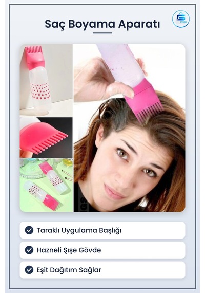 Taraklı Saç Boyama Aparatı Hazneli Bakım Yağı Uygulama Şişesi Kul çok renkli