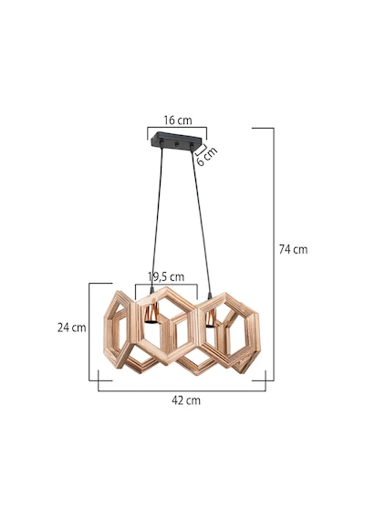 Modelight Petek 2li Ahşap Avize Meşe