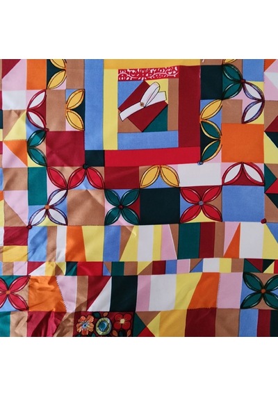Hedea Mozaik Rüyası Saten Fular 70x70 Cm Çok Renkli