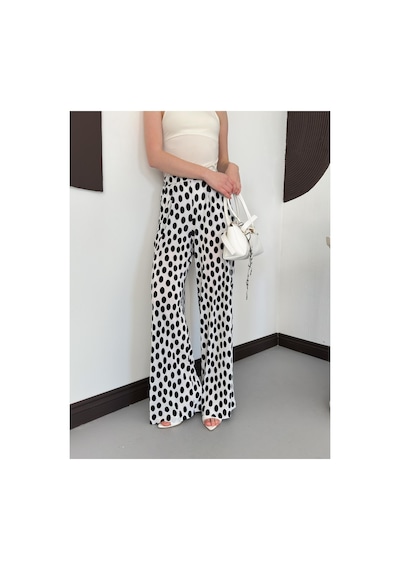 Verymoda Puantiyeli Plise Pantolon D3071 Topshow Krem