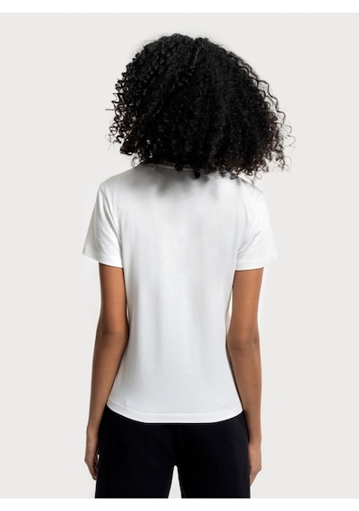 Slim Fit Kadın Tshirt K.kol Beyaz