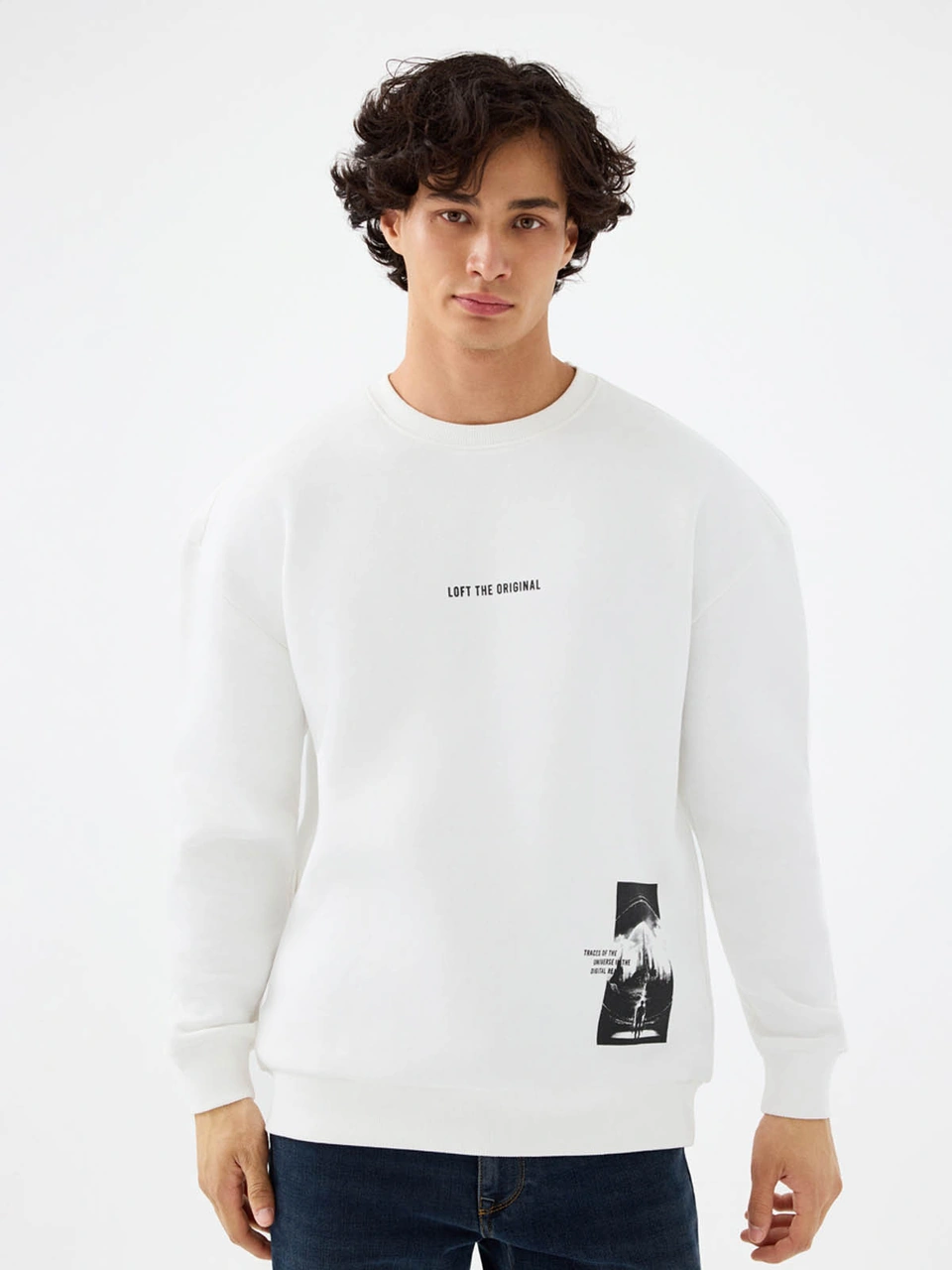 Loft Oversize Fit Beyaz Erkek Sweatshirt Lf2041434 Beyaz