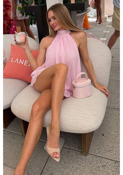 Dasha Pileli Mini Elbise - Pembe