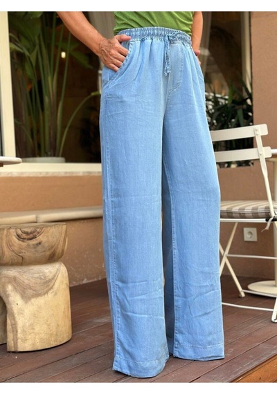2418 Kadın İnce Yazlık Jeans Kot Denim Pantolon Mavi