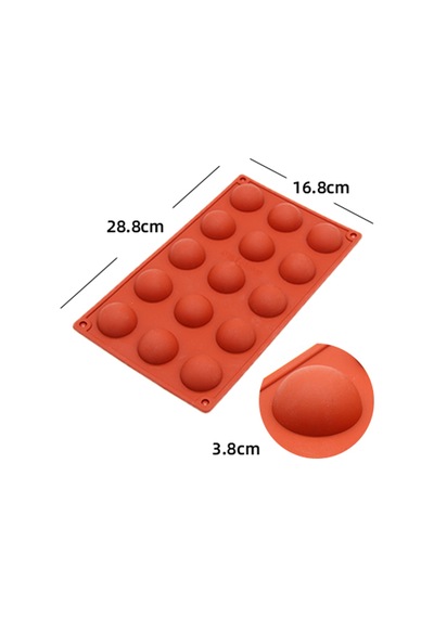 15'li Yarım Küre Muffin, Çikolata, Kek Kalıbı, Silikon 3,8cm Kırmızı