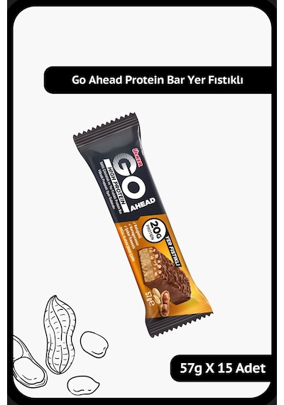 Go Ahead High Protein Bar - Sütlü Çikolatalı Ve Yer Fıstıklı - 57 Gram - 15 Adet