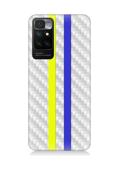 Xiaomi Redmi 10 Uyumlu Sarı Lacivert Metal Motif Desenli Silikon Kılıf