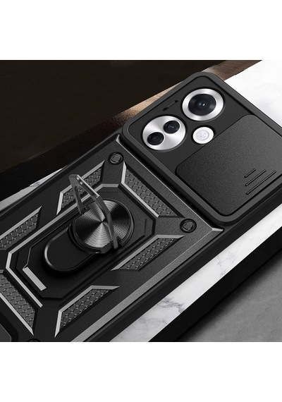 Nourthkiingdom Reno 11f 5g Kılıf Magnetik Standlı Kamera Korumalı Nrtk Sürgülü Vega Kapak - Mavi Mavi