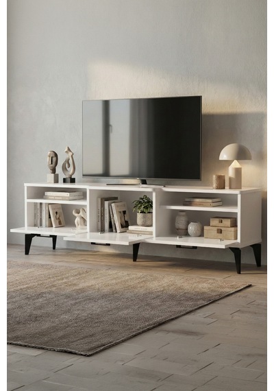 Mistral Tv Sehpası Metalik Beyaz 160x40 Cm