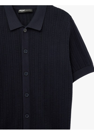 Koton Regular Fit Dokulu Pamuklu Polo Yaka Kısa Kollu Düğmeli Triko Tişört Lacivert 6sam70047ht Koton Regular Fit Dokulu Pamuklu Polo Yaka Kısa Kollu Düğmeli Triko Tişört Lacivert 6sam70047ht