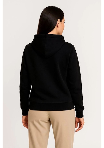 Mbb E-ticaret Kadın 3 İplik Kapüşonlu Tam Fermuarlı Kanguru Cepli Sweatshirt Hoodie - Siyah