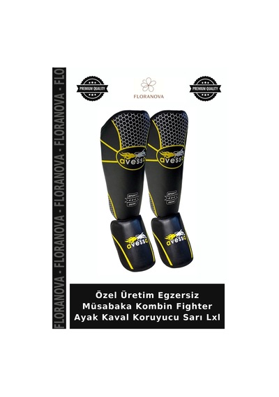 Özel Üretim Egzersiz Müsabaka Kombin Fighter Ayak Kaval Koruyucu Sarı Lxl