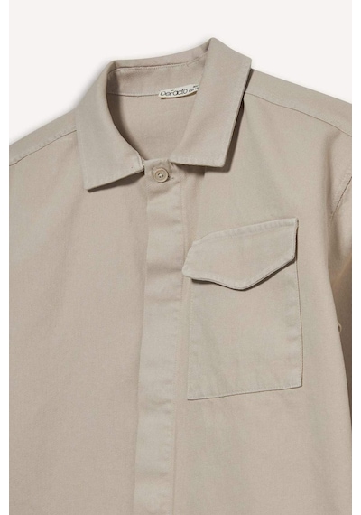 Defacto Erkek Çocuk Oversize Geniş Kalıp Polo Yaka Uzun Kollu Gömlek G3621a825augr302 Gri