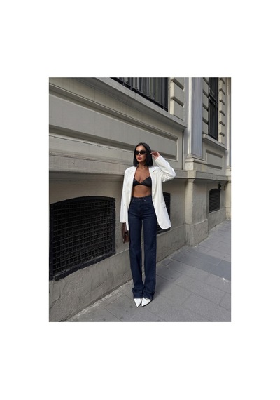 HLT Jeans Kadın Lacivert Wide Leg Yüksek Bel Likralı Jean Kot Pantolon Jessica-2041