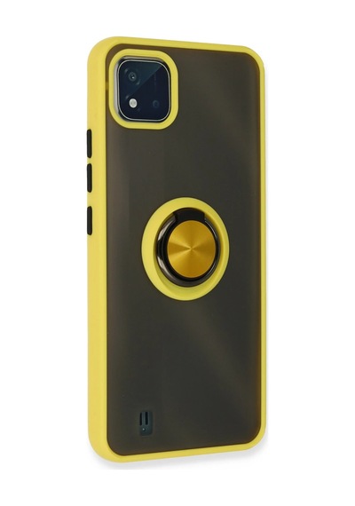 Newface - 744 - Realme C11 2021 Kılıf Montreal Yüzüklü Silikon Kapak - Csmo-tex - - Sarı