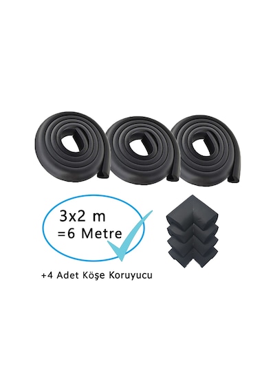Evokids (6 Metre Kenar + 4 Adet Köşe) Siyah Kauçuk Kenar Çok Renkli
