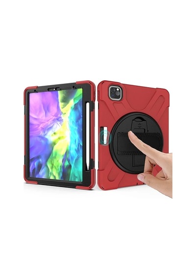 Apple iPad Uyumlu, Pro11 2021-2020-2018 Kılıf Shockproof 3 Katmanlı Standlı Zırh Kılıf Kalem Yerli- 5775