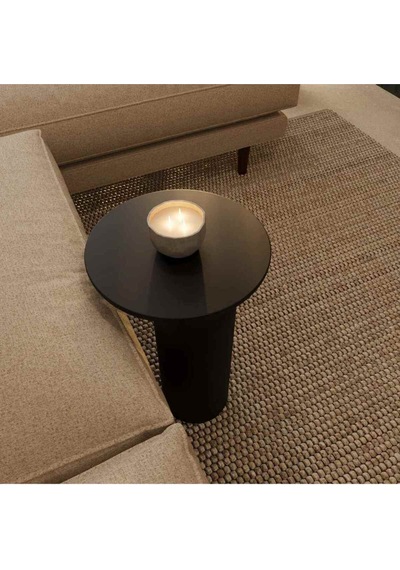 Doğal Masif Ahşap Tekli Yan Sehpa Siyah Renk Mantar Sehpa Modeli - Wooden Side Table Siyah